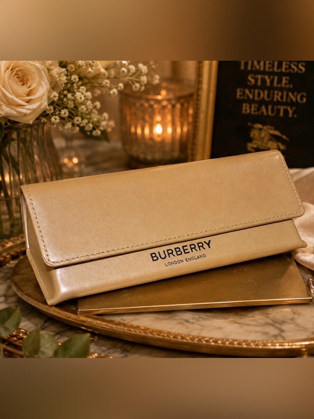 Burberry Leather Fold-Over Eyeglass Case